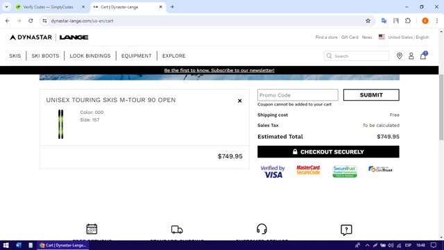 Lange checkout page showing Lange coupon code box | Screenshot taken by SimplyCodes community member on Jun 26, 2024