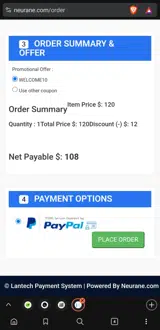 WELCOME10 coupon verification screenshot