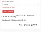 GREEN coupon verification screenshot