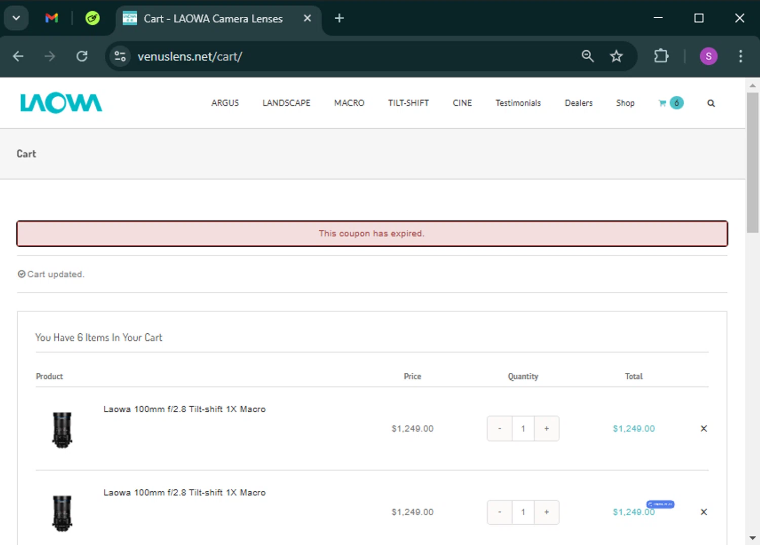Laowa by Venus Optics promo code screenshot showing code APA2024 applied at Laowa by Venus Optics checkout page. Uploaded by SimplyCodes community member tinkle_tinkle on Mar 5, 2025