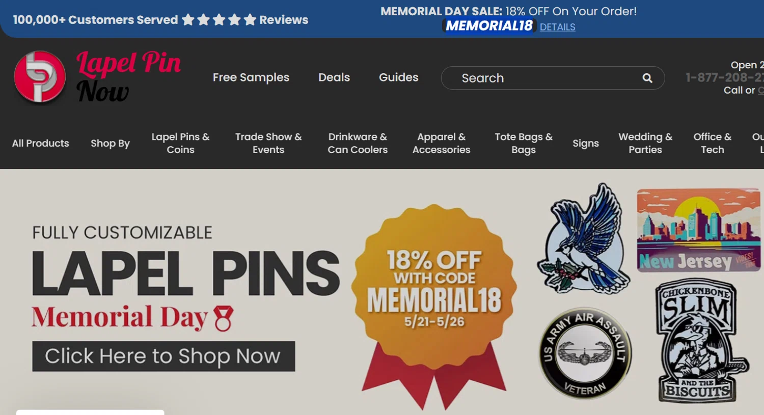 Lapel Pin Now promo code screenshot showing code MEMORIAL18 applied at Lapel Pin Now checkout page. Uploaded by SimplyCodes community member josemiguelaponte on May 23, 2026