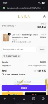 Thankyou15 coupon verification screenshot