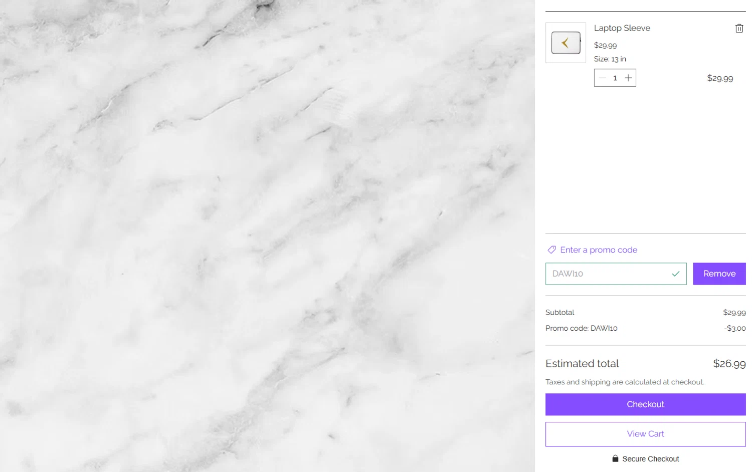 Larecoin checkout page showing Larecoin promo code box | Screenshot taken by SimplyCodes community member on Feb 7, 2026