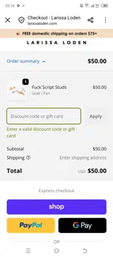 Larissa Loden coupon verification screenshot