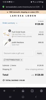Larissa Loden coupon verification screenshot