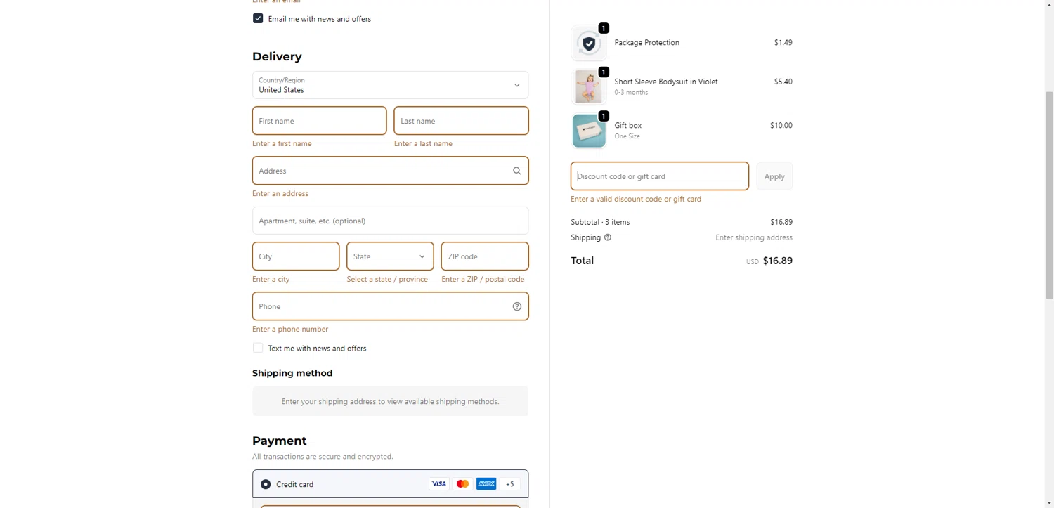 Larkspur Baby discount code screenshot showing code SAVE10 applied at Larkspur Baby checkout page. Uploaded by SimplyCodes community member TreasureKnight4134 on Nov 28, 2025