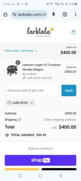 LARK-ROSY coupon verification screenshot