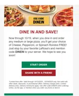 DINEIN coupon verification screenshot