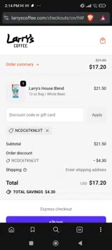NCDC6TKNLVT coupon verification screenshot