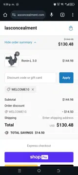 LAS Concealment coupon verification screenshot