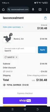 LAS Concealment coupon verification screenshot