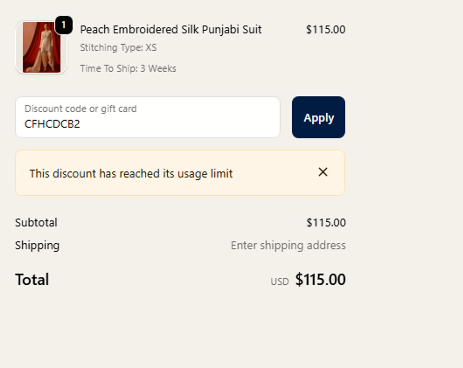 Lashkaraa discount code screenshot showing code CFHCDCB2 applied at Lashkaraa checkout page. Uploaded by SimplyCodes community member usercode123 on Dec 15, 2025