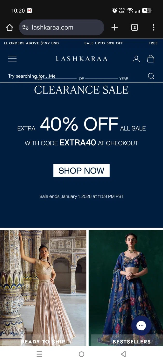 Lashkaraa discount code screenshot showing code Extra40 applied at Lashkaraa checkout page. Uploaded by SimplyCodes community member Mdeoca on Dec 20, 2025