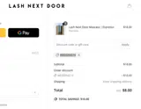 Lash Next Door coupon verification screenshot
