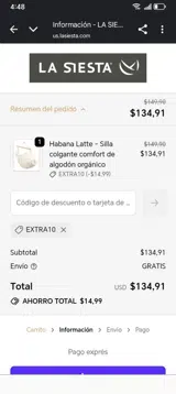 EXTRA10 coupon verification screenshot