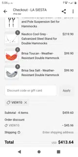 View10 coupon verification screenshot
