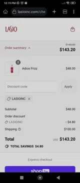LASIOINC coupon verification screenshot