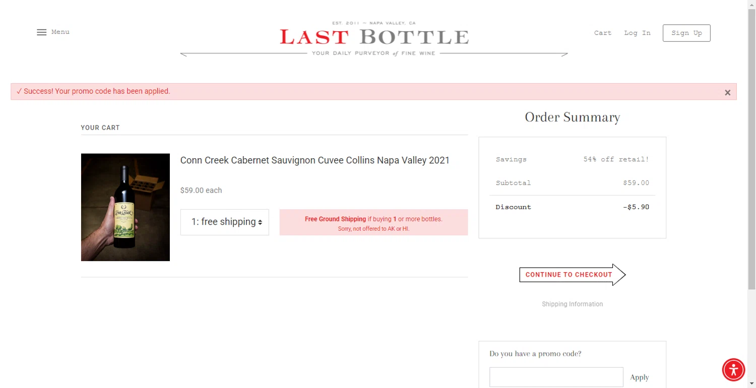 Last Bottle promo code screenshot showing code OUTFIT applied at Last Bottle checkout page. Uploaded by SimplyCodes community member ShieldLion4225 on Oct 24, 2025