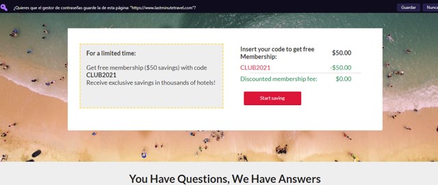 Last Minute Travel checkout page showing Last Minute Travel coupon code box | Screenshot taken by SimplyCodes community member on Nov 3, 2024