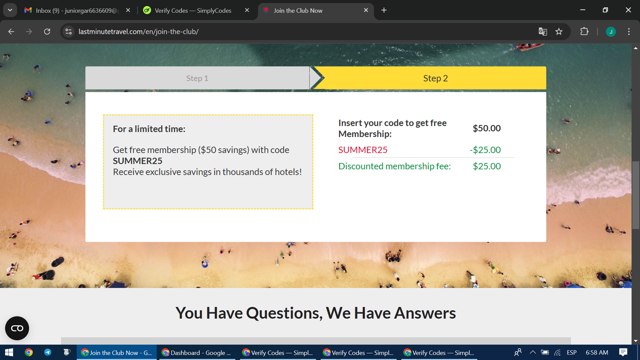 Last Minute Travel checkout page showing Last Minute Travel coupon code box | Screenshot taken by SimplyCodes community member on Dec 1, 2024