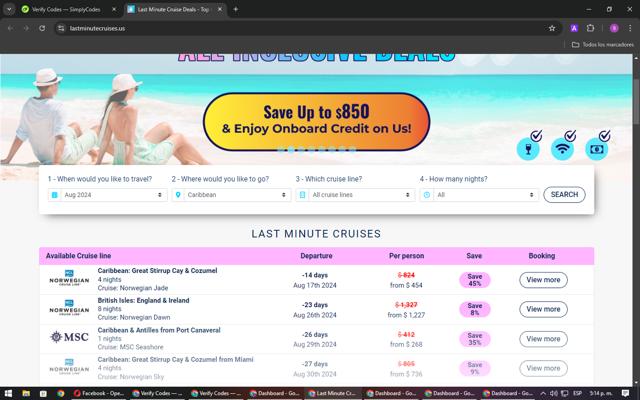 LAST MINUTE CRUISES checkout page showing LAST MINUTE CRUISES promo code box | Screenshot taken by SimplyCodes community member on Aug 2, 2024