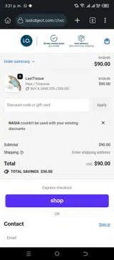 Nasia coupon verification screenshot
