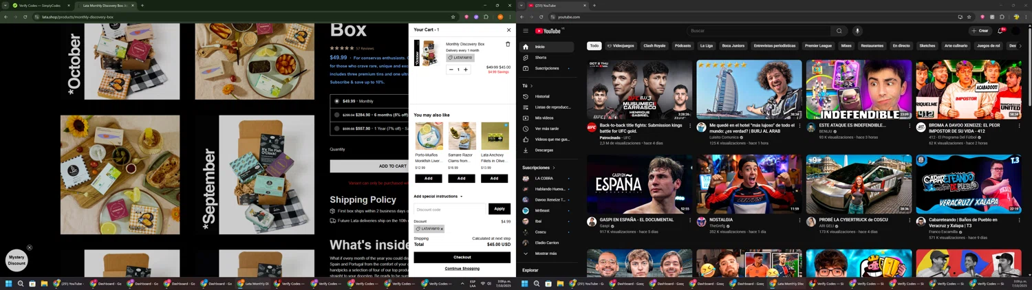 lata.shop promo code screenshot showing code LATAFAM10 applied at lata.shop checkout page. Uploaded by SimplyCodes community member Davoxeneixe on Oct 7, 2025
