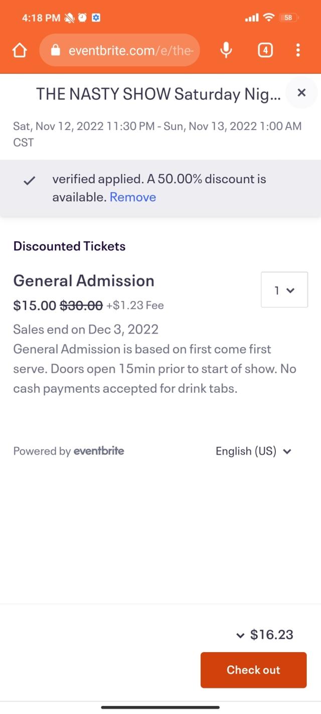 Laugh Factory checkout page showing Laugh Factory promo code box | Screenshot taken by SimplyCodes community member on Nov 12, 2022