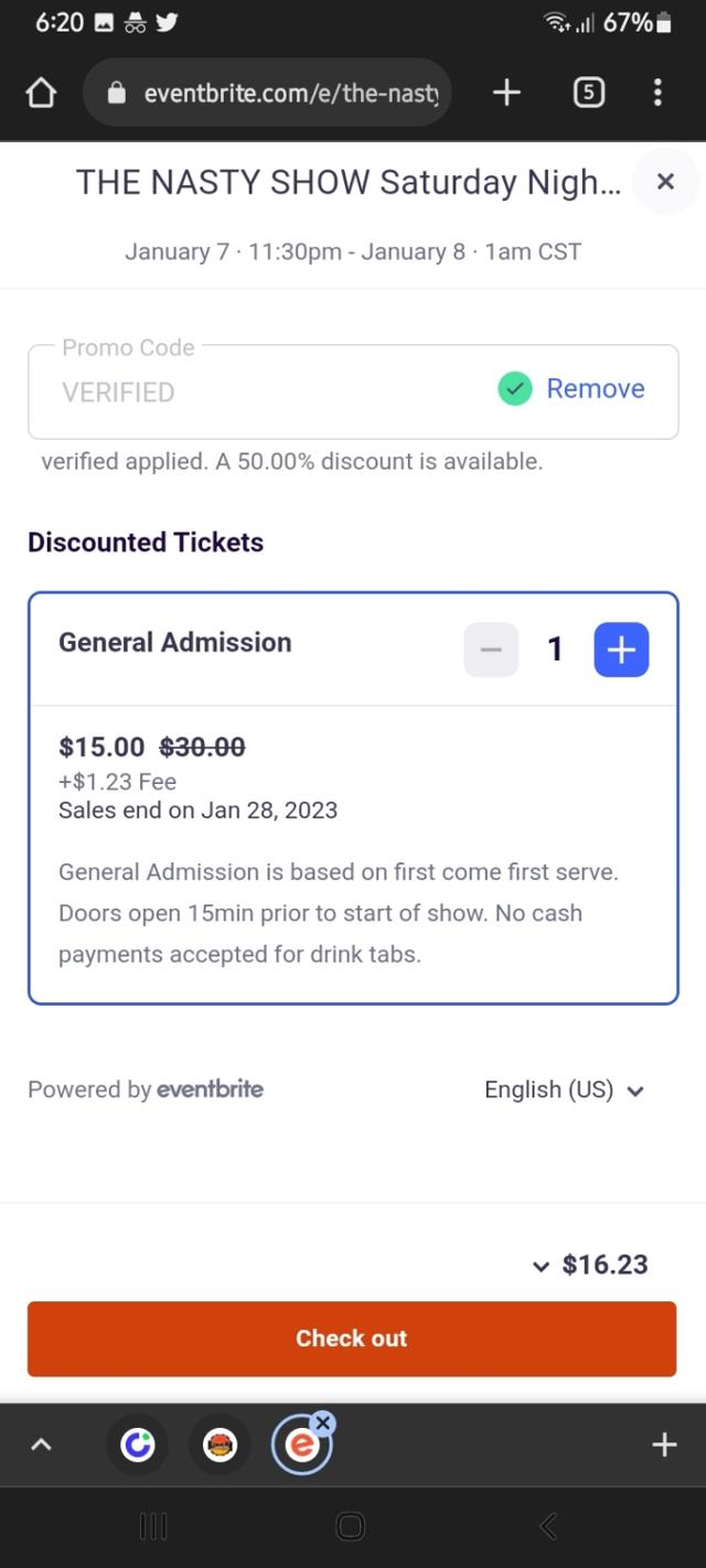 Laugh Factory checkout page showing Laugh Factory promo code box | Screenshot taken by SimplyCodes community member on Jan 7, 2023