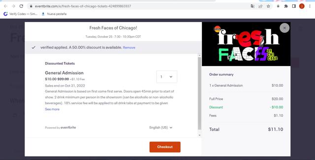 Laugh Factory checkout page showing Laugh Factory promo code box | Screenshot taken by SimplyCodes community member on Oct 23, 2022