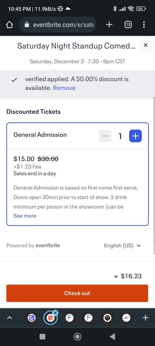 Laugh Factory checkout page showing Laugh Factory promo code box | Screenshot taken by SimplyCodes community member on Dec 2, 2022