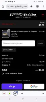FLASH20 coupon verification screenshot