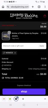 MOMS26 coupon verification screenshot