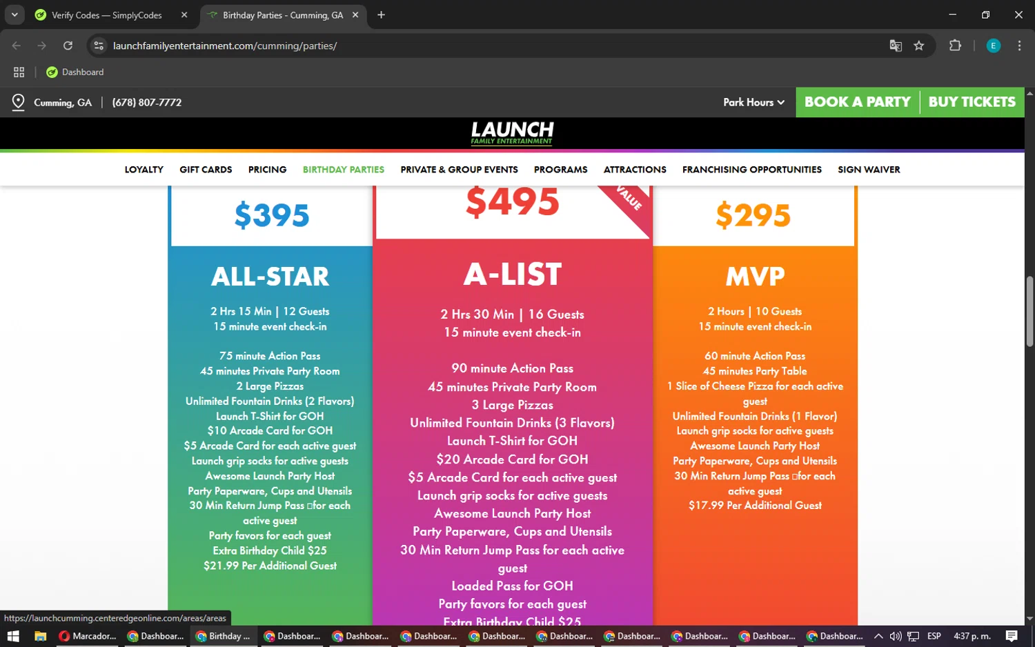 Launch Trampoline Park promo code screenshot showing code MVP25 applied at Launch Trampoline Park checkout page. Uploaded by SimplyCodes community member MightyFox1680 on Mar 20, 2025