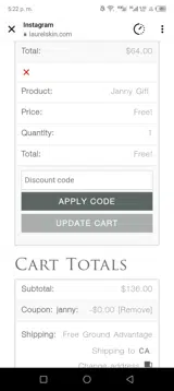 Laurel Skin coupon verification screenshot