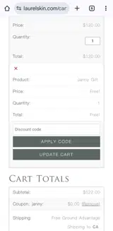 Laurel Skin coupon verification screenshot