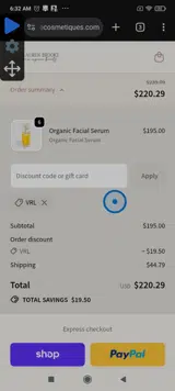 Lauren Brooke Cosmetiques coupon verification screenshot