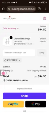 EYEFOREYE coupon verification screenshot