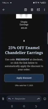 President coupon verification screenshot