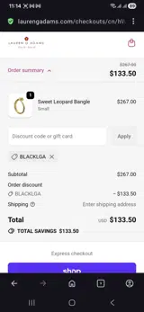 BLACKLGA coupon verification screenshot
