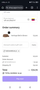 NEWARRIVALS coupon verification screenshot