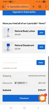 Lauricidin coupon verification screenshot