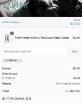 Fantasy coupon verification screenshot