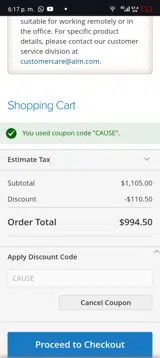 LawCatalog coupon verification screenshot