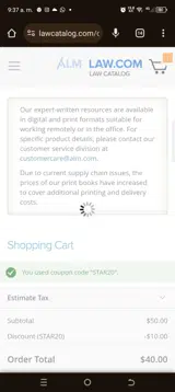 LawCatalog coupon verification screenshot
