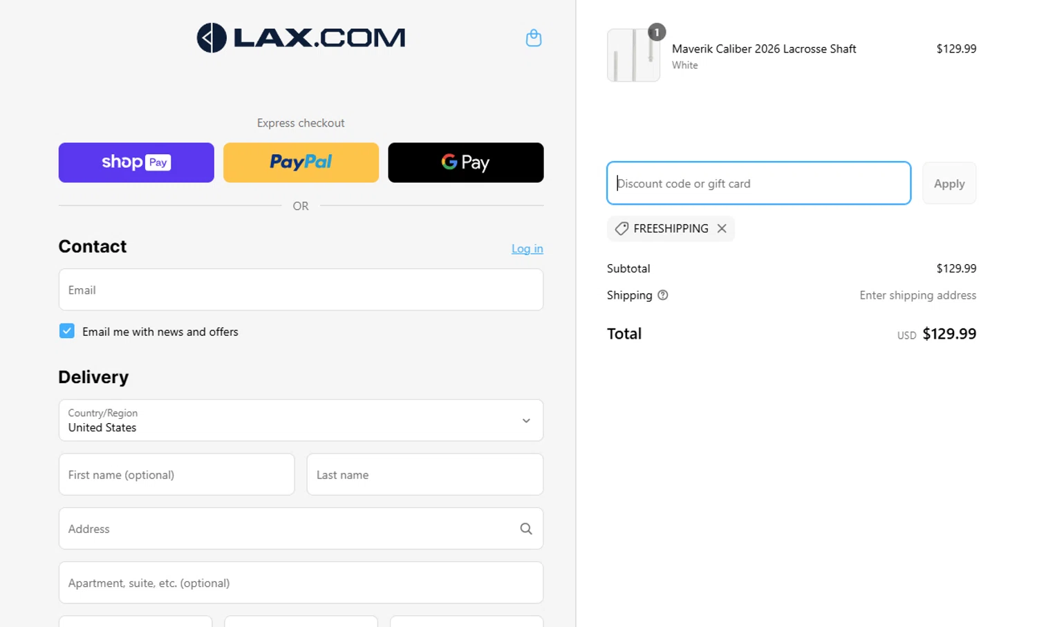 Lax promo code screenshot showing code FREESHIPPING applied at Lax checkout page. Uploaded by SimplyCodes community member MagnificentSaver708 on Mar 31, 2025
