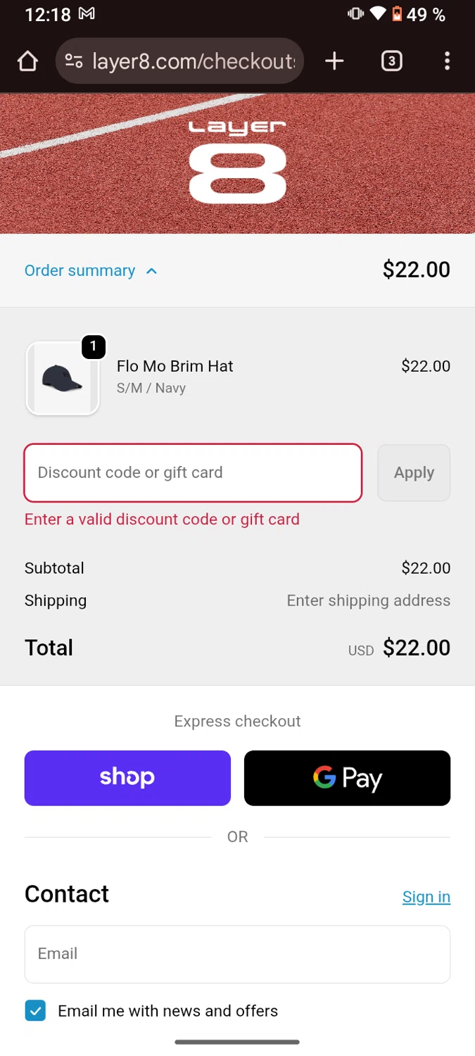 Layer8 promo code screenshot showing code HALL030 applied at Layer8 checkout page. Uploaded by SimplyCodes community member karolg on Nov 5, 2025