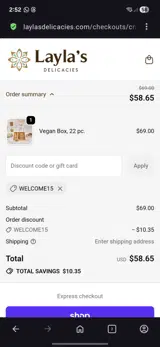 Layla's Delicacies coupon verification screenshot
