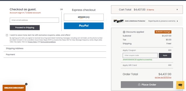 Layla Sleep checkout page showing Layla Sleep coupon code box | Screenshot taken by SimplyCodes community member on Aug 31, 2025