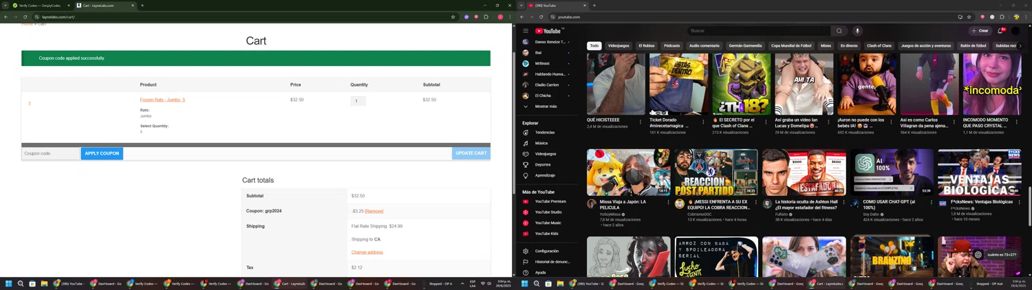 Layne Labs checkout page showing Layne Labs coupon code box | Screenshot taken by SimplyCodes community member on Jun 29, 2025